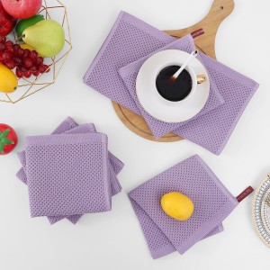 Homaxy 100% Cotton Waffle Weave Kitchen Dish Cloths, Ultra Soft Absorbent Quick Drying Dish Towels, 12 x 12 Inches, 6-Pack, Lavender