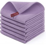 Homaxy 100% Cotton Waffle Weave Kitchen Dish Cloths, Ultra Soft Absorbent Quick Drying Dish Towels, 12 x 12 Inches, 6-Pack, Lavender