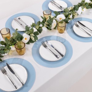 SHACOS 100 PCS Round Paper Placemats 13 inch Disposable Paper Place Mats for Dinner Wedding Birthday Party Festival Table Decoration Indoor Outdoor, Dusty Blue
