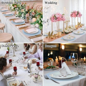 SHACOS 100 PCS Round Paper Placemats 13 inch Disposable Paper Place Mats for Dinner Wedding Birthday Party Festival Table Decoration Indoor Outdoor, Dusty Blue