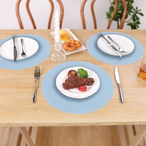 SHACOS 100 PCS Round Paper Placemats 13 inch Disposable Paper Place Mats for Dinner Wedding Birthday Party Festival Table Decoration Indoor Outdoor, Dusty Blue