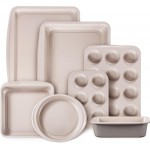 CAROTE 7-Piece Nonstick Stackable Baking Pans Set - Bakeware Sets Including Cookie Sheets for Baking, Muffin Pan, Bread Pan, Cake pan, Loaf Pan, Roasting Pan, Gray & Khaki
