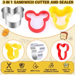 12 Pcs Sandwich Cutter and Sealer Set, Bread Decruster Pancake Maker DIY Cookie Cutters Vegetable Cutter Shapes for Kids, Ideal for School Lunch Boxes and Bento Boxes Boys Girls
