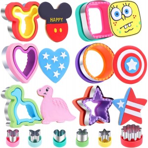 12 Pcs Sandwich Cutter and Sealer Set, Bread Decruster Pancake Maker DIY Cookie Cutters Vegetable Cutter Shapes for Kids, Ideal for School Lunch Boxes and Bento Boxes Boys Girls