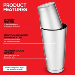 Boston Cocktail Shaker, Drink Mixing Set (18oz & 28oz) Weighted Stainless Steel Shaker Tins, Cocktail & Martini Mixed Drink Shakers, Essential & Professional Bar Tools For Bartending