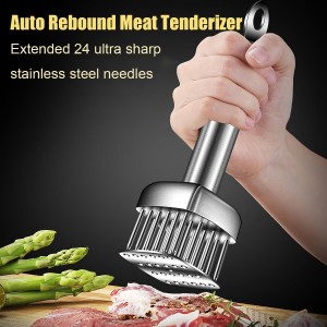 Meat Tenderizer with 24 Stainless Steel Sharp Needle, Professional Blade Mallet Heavy Duty Cooking Tool for Tenderizing Beef Turkey Chicken Steak Veal Pork Fish Christmas Cooking Set (24 Needle)