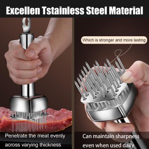 Meat Tenderizer with 24 Stainless Steel Sharp Needle, Professional Blade Mallet Heavy Duty Cooking Tool for Tenderizing Beef Turkey Chicken Steak Veal Pork Fish Christmas Cooking Set (24 Needle)