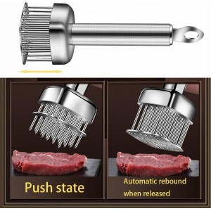 Meat Tenderizer with 24 Stainless Steel Sharp Needle, Professional Blade Mallet Heavy Duty Cooking Tool for Tenderizing Beef Turkey Chicken Steak Veal Pork Fish Christmas Cooking Set (24 Needle)