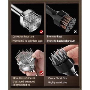 Meat Tenderizer with 24 Stainless Steel Sharp Needle, Professional Blade Mallet Heavy Duty Cooking Tool for Tenderizing Beef Turkey Chicken Steak Veal Pork Fish Christmas Cooking Set (24 Needle)