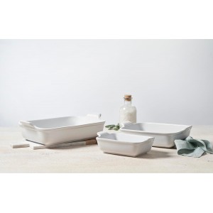 Le Creuset Stoneware Set Of 3 Heritage Rectangular Dishes, Oyster