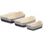 Le Creuset Stoneware Set Of 3 Heritage Rectangular Dishes, Oyster