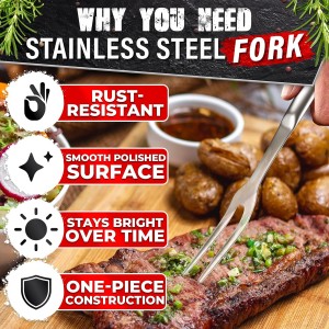 Two Pronged Carving Fork for Meat - Stainless Steel 11