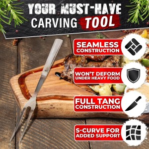Two Pronged Carving Fork for Meat - Stainless Steel 11