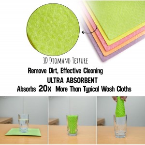 Aquasorb Swedish Dishcloths for Kitchen 10 Pack – Reusable Swedish Dish Cloths That Don't Smell, OEKO-TEX Certified Eco-Friendly Dish Cloths