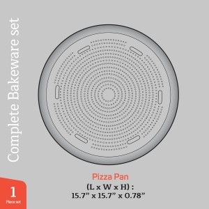 Pizza Baking Pan - 15.75-Inch Round Perforated Carbon Steel Tray with Non-Stick Coating, Dishwasher Safe, Oven Safe (Up To 450° F), Airflow Design, PFOA, PFOS, PTFE Free, Gray