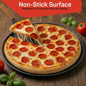 Pizza Baking Pan - 15.75-Inch Round Perforated Carbon Steel Tray with Non-Stick Coating, Dishwasher Safe, Oven Safe (Up To 450° F), Airflow Design, PFOA, PFOS, PTFE Free, Gray