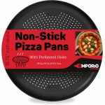 Pizza Baking Pan - 15.75-Inch Round Perforated Carbon Steel Tray with Non-Stick Coating, Dishwasher Safe, Oven Safe (Up To 450° F), Airflow Design, PFOA, PFOS, PTFE Free, Gray