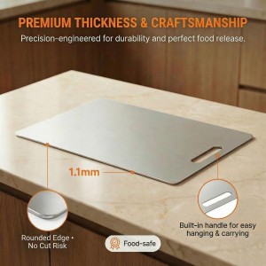 3 PCS Stainless Steel Cutting Boards for Kitchen, 304 Metal Non Stick Small Chopping Board Set, Dishwasher Safe & Warp Proof (13.4 x 9, 11.8 x 7.9, 9.4 x 5.9 in)