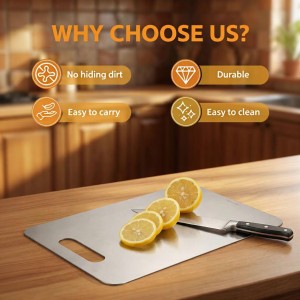 3 PCS Stainless Steel Cutting Boards for Kitchen, 304 Metal Non Stick Small Chopping Board Set, Dishwasher Safe & Warp Proof (13.4 x 9, 11.8 x 7.9, 9.4 x 5.9 in)