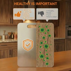 3 PCS Stainless Steel Cutting Boards for Kitchen, 304 Metal Non Stick Small Chopping Board Set, Dishwasher Safe & Warp Proof (13.4 x 9, 11.8 x 7.9, 9.4 x 5.9 in)