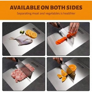 3 PCS Stainless Steel Cutting Boards for Kitchen, 304 Metal Non Stick Small Chopping Board Set, Dishwasher Safe & Warp Proof (13.4 x 9, 11.8 x 7.9, 9.4 x 5.9 in)