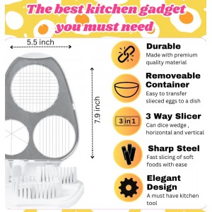 3 in 1 egg slicer for hard boiled eggs heavy duty - Handy Kitchen Dicer - Find Your Hidden Gift Inside The Box -Heavy Duty Stainless Steel Egg Cutter for soft food Strawberry, Mushroom