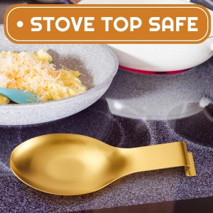 Nuanchu 10 Pcs Stainless Steel Spoon Rest Spatula Ladle Holder Spoon for Stove Top Heavy Duty Spatula Holder for Countertop Dishwasher Safe Utensil Rest for Kitchen, 3.8 x 9.6