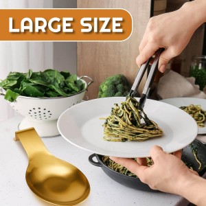 Nuanchu 10 Pcs Stainless Steel Spoon Rest Spatula Ladle Holder Spoon for Stove Top Heavy Duty Spatula Holder for Countertop Dishwasher Safe Utensil Rest for Kitchen, 3.8 x 9.6