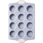 BRONYPRO 12-Cup Non Toxic Nonstick Ceramic Muffin Pan & Cupcake Tin, PFOA & PFOA Free, Heavy Duty Rust-Resistant Aluminized Steel, Oven Safe, Cream White