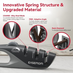 Kitchen Knife Sharpener, 5 Adjustable Sharpening Angle - Handheld Pocket Knife Sharpener, Ergonomic Design, with Coarse & Fine for Scissors, Professional Chef's Knives (BLACK)