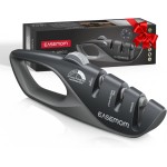 Kitchen Knife Sharpener, 5 Adjustable Sharpening Angle - Handheld Pocket Knife Sharpener, Ergonomic Design, with Coarse & Fine for Scissors, Professional Chef's Knives (BLACK)