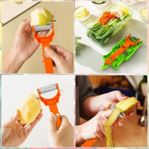 Multifunctional Kitchenware Set, 3-in-1 Peeler Multifunctional Single Blade Peeler, Lemon Squeezer Potato Peeler, Multi Cutter and Julienne Set with Grating Plate Great for Fruit and Vegetable