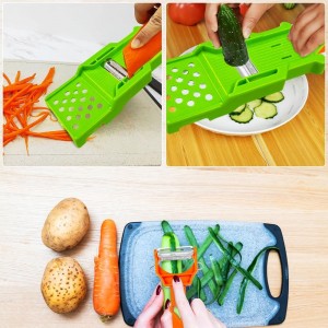 Multifunctional Kitchenware Set, 3-in-1 Peeler Multifunctional Single Blade Peeler, Lemon Squeezer Potato Peeler, Multi Cutter and Julienne Set with Grating Plate Great for Fruit and Vegetable