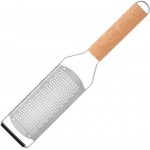 Lemon Zester & Heavy Duty Cheese Grater & Vegetable Grater Flat Handheld Grater Ergonomic Natural Wood Handle Stainless Steel Cheese Shredder