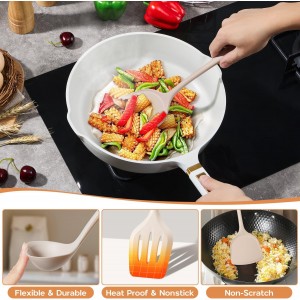 Onader Silicone Cooking Utensils Set of 10, Kitchen Utensils for Nonstick Cookware, Heat Resistant & Nontoxic Spatula Set- Khaki