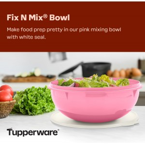 Tupperware Fix-N-Mix 1.7 Gallon Mixing Bowl with Lid, Pink Vintage Color, Dishwasher Safe and BPA Free (6.5 L)