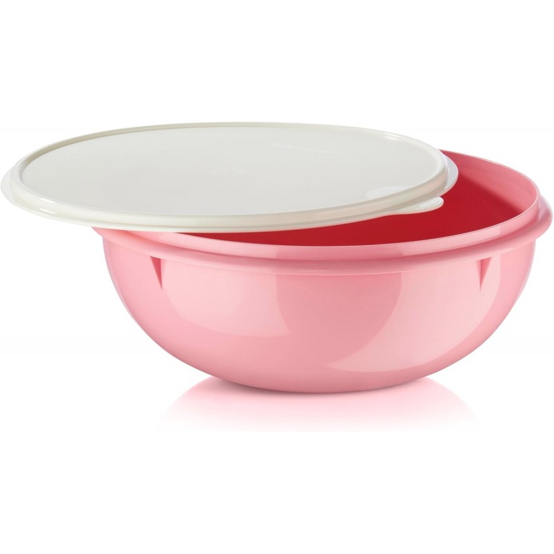 Tupperware Fix-N-Mix 1.7 Gallon Mixing Bowl with Lid, Pink Vintage Color, Dishwasher Safe and BPA Free (6.5 L)