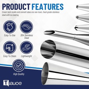 Cream Horn Molds for Baking, 35pcs Cannoli Tubes Molds, Non-stick Stainless Steel 16pcs Cone Shaped and 12pcs Tubular Shaped Cannoli Forms for Danish Pastry Lady Lock Form Cream Roll Croissant