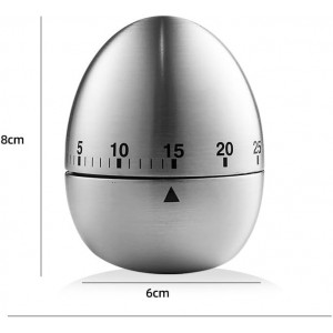 Stainless Steel Kitchen Timer Egg – Accurate Countdown Timer for Cooking, Metallic Silver Egg Shape, with Dual-Language Manual (English & Chinese)