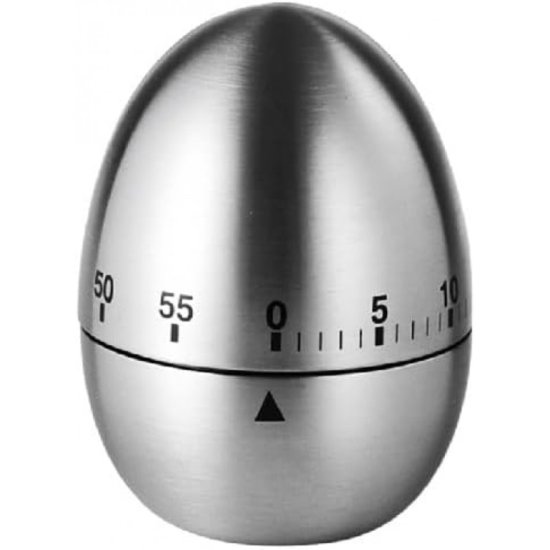 Stainless Steel Kitchen Timer Egg – Accurate Countdown Timer for Cooking, Metallic Silver Egg Shape, with Dual-Language Manual (English & Chinese)