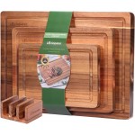 Wood Cutting Board Set, 3-Piece Rectangular Boards for Kitchen, 18x12x0.75 Inches, Hand Wash Only (Acacia Wood)