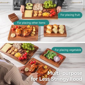 Wood Cutting Board Set, 3-Piece Rectangular Boards for Kitchen, 18x12x0.75 Inches, Hand Wash Only (Acacia Wood)