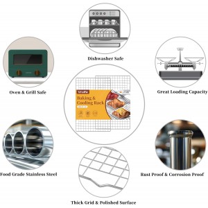 2PCS Cooling Racks for Cooking and Baking, Stainless Steel Wire Rack Suitable for 10