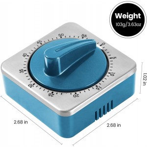 Kitchen Timers for Cooking, Chef Cooking Timer Clock with Loud Alarm,100% Mechanical Desk Timer - No Batteries Required -Magnetic Back, Exquisite Stainless Steel Body -Countdown Reminder Magnetic-Blue