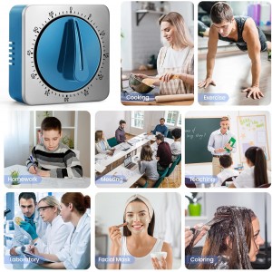 Kitchen Timers for Cooking, Chef Cooking Timer Clock with Loud Alarm,100% Mechanical Desk Timer - No Batteries Required -Magnetic Back, Exquisite Stainless Steel Body -Countdown Reminder Magnetic-Blue