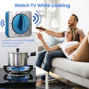 Kitchen Timers for Cooking, Chef Cooking Timer Clock with Loud Alarm,100% Mechanical Desk Timer - No Batteries Required -Magnetic Back, Exquisite Stainless Steel Body -Countdown Reminder Magnetic-Blue
