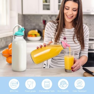 SOPHICO Silicone Milk Bottle Dispenser Caps, 48mm Diameter Pour Spout Lids, Replacement Lids Fit Stanpac & Libbey & Stock Your Home & The Dairy Shoppe, Leak Proof, Odorless (6 Pack, jug not included)