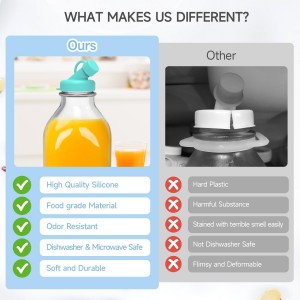 SOPHICO Silicone Milk Bottle Dispenser Caps, 48mm Diameter Pour Spout Lids, Replacement Lids Fit Stanpac & Libbey & Stock Your Home & The Dairy Shoppe, Leak Proof, Odorless (6 Pack, jug not included)