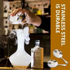 2 Pieces Julep Strainers Bar Strainer Cocktail Strainer Stainless Steel Cocktail Strainer Spoon for Cocktail Drinks Home or Commercial Bar Use