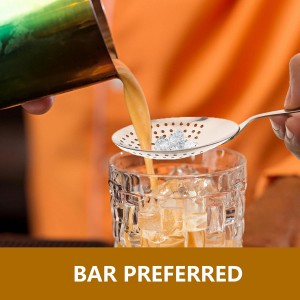 2 Pieces Julep Strainers Bar Strainer Cocktail Strainer Stainless Steel Cocktail Strainer Spoon for Cocktail Drinks Home or Commercial Bar Use